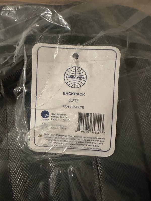 PAN AM Backpack First Class Backpack - Color: Slate - Retro Airline Logo , NWT gallery