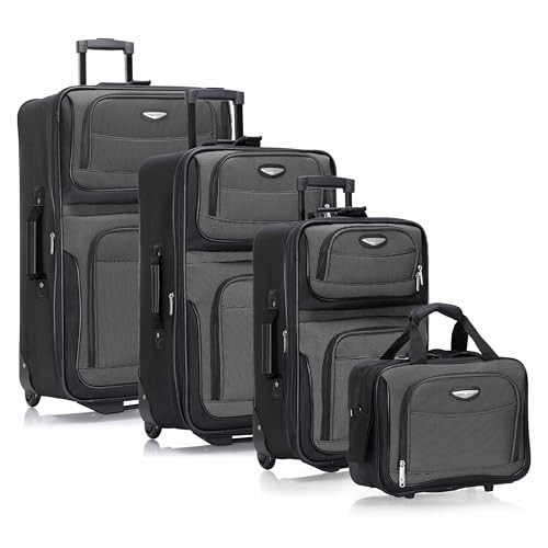 TRAVEL SELECT AMSTERDAM SOFTSIDE EXPANDABLE LUGGAGE, 4-PIECE SET - GRAY BLK