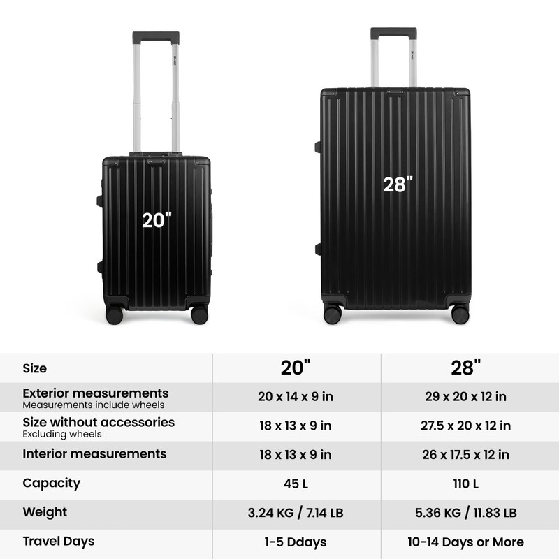 Luggage Aluminum Frame Hard Shell Suitcase Zipperless TSA Lock 20in/28in Luggage gallery
