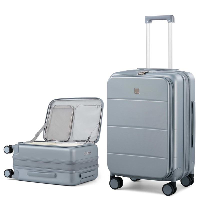 24 Inch Checked Luggage, Expandable Hardshell Suitcase with 360° Spinner Whee…