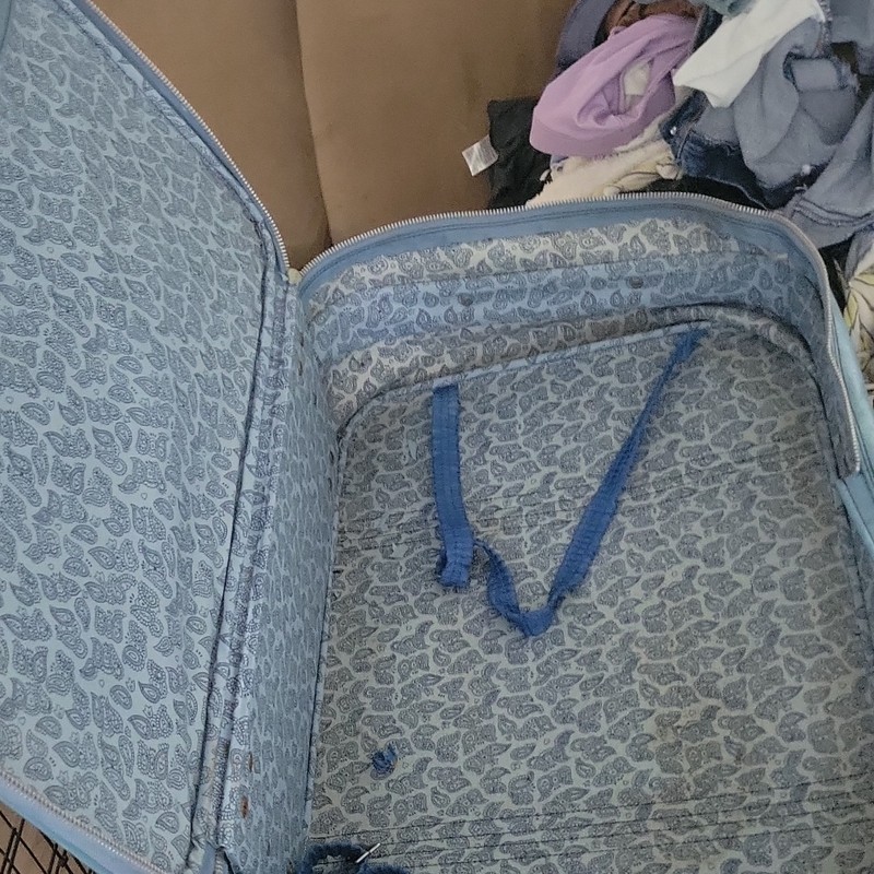 Blue Vinyl Soft-Sided Suitcase 19" Solid w/ Zipper Closure & Interior Straps gallery