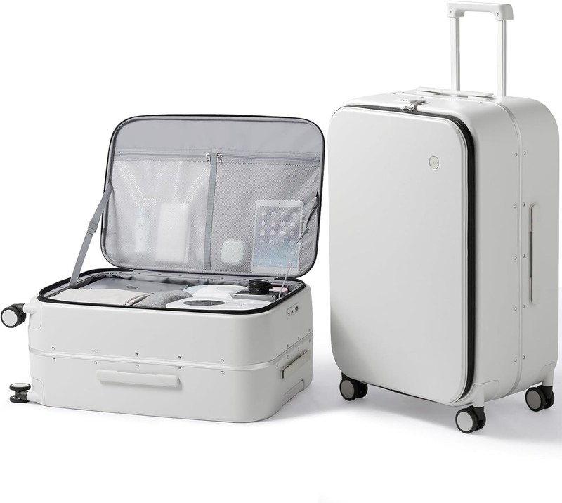 mixi 26 Inch Large Checked Luggage Hard Shell Smoke White