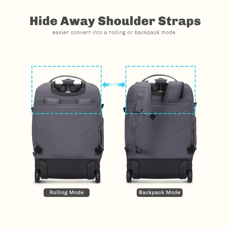 Hynes Eagle 2 in 1 Travel Backpack Set Rolling Backpack with Wheels Carry on Bag gallery