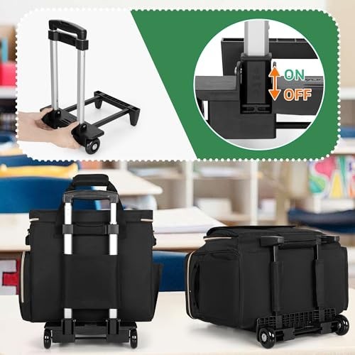 Multifunctional Rolling Teacher Bag with Laptop Compartment & Detachable Dolly, gallery