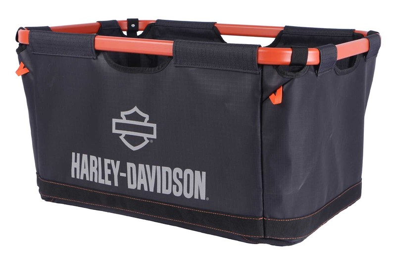 Harley-Davidson Nomad Bar & Shield Collapsible Large Gear Basket, Black/Orange