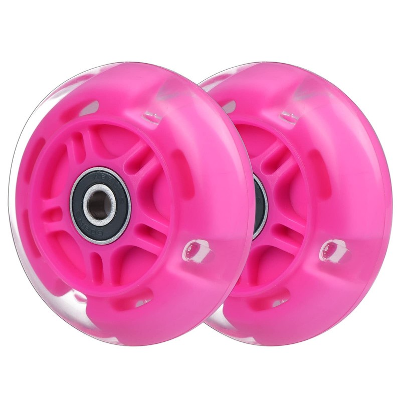 WHEELGOO 2-Pack Rear 80mm Colorful Flashing 3-Wheeled Kid Scooter Replacement…