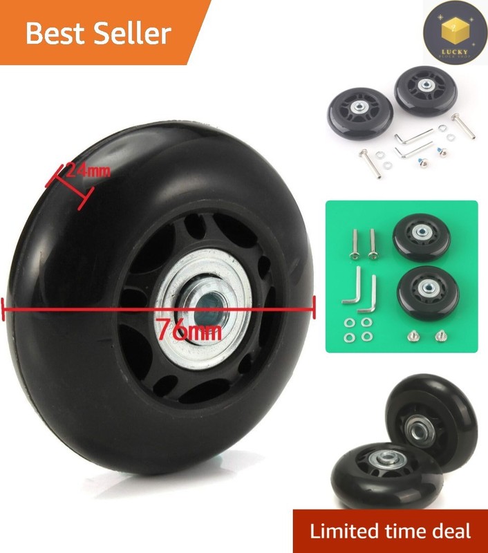 Durable 75mm Black Inline Skate Wheels Replacement Kit with Easy Install Tools