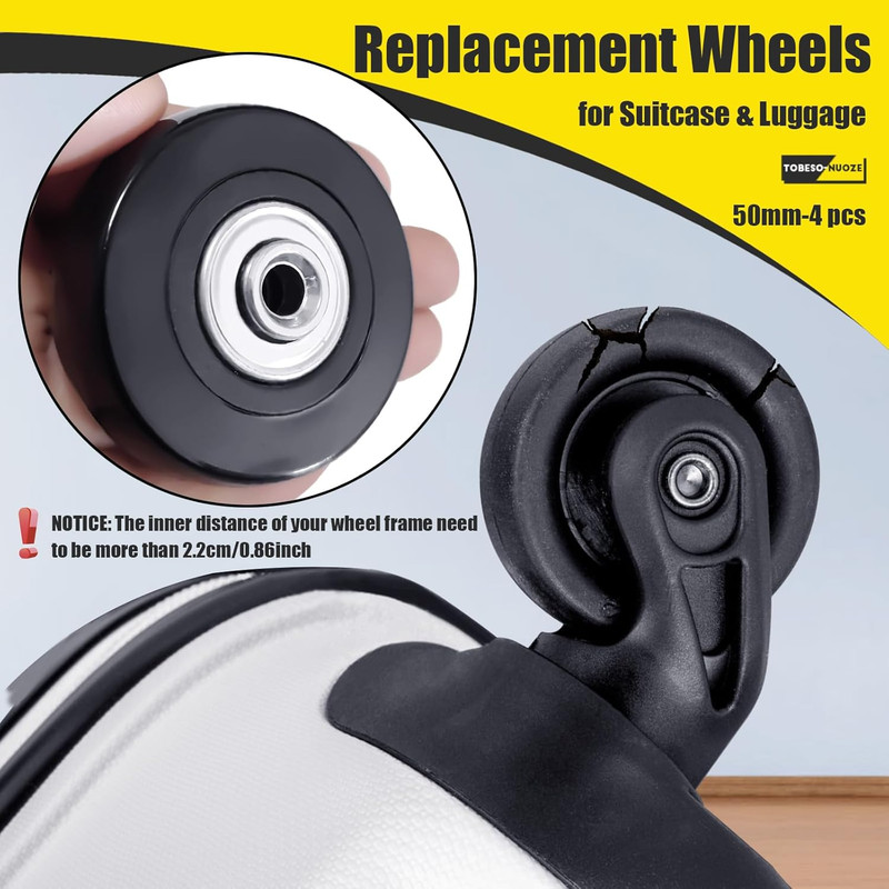 50mm Luggage Replacement Wheels Rubber Mute Swivel Casters 4 Pack gallery