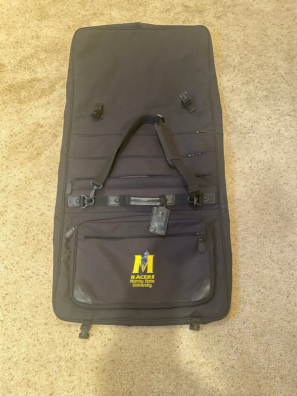 Murray State University Racers canvas garment bag suit bag strap folds luggage