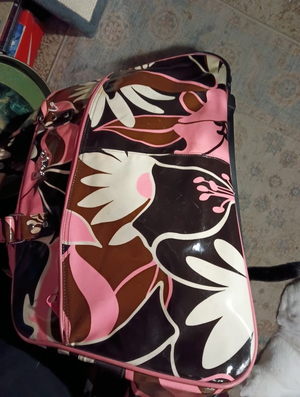 Roxy Rolling Suitcase Luggage Duffle Bag Floral Pink Blk Surf Hawaii Xl gallery