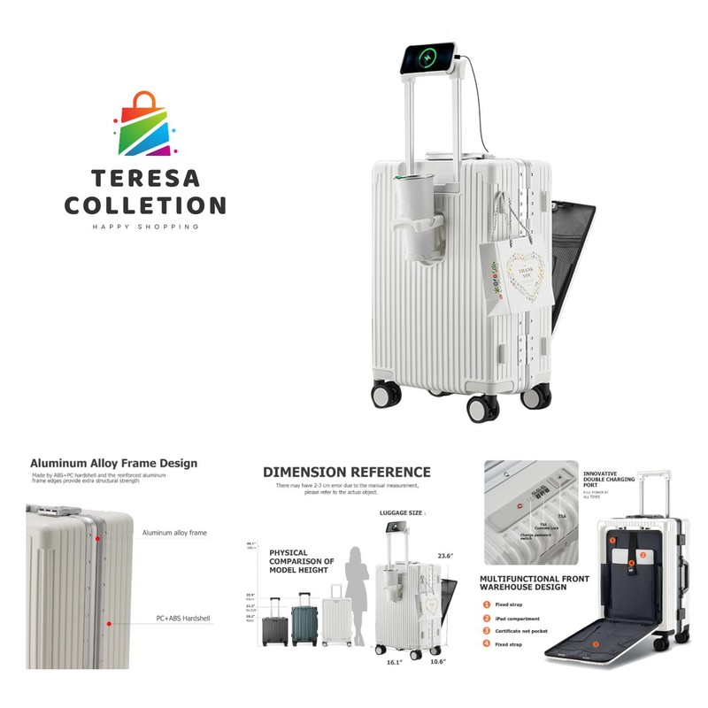 24in Aluminium Frame PC Hard Shell Spinner Wheels Luggage, Built-In TSA lock …