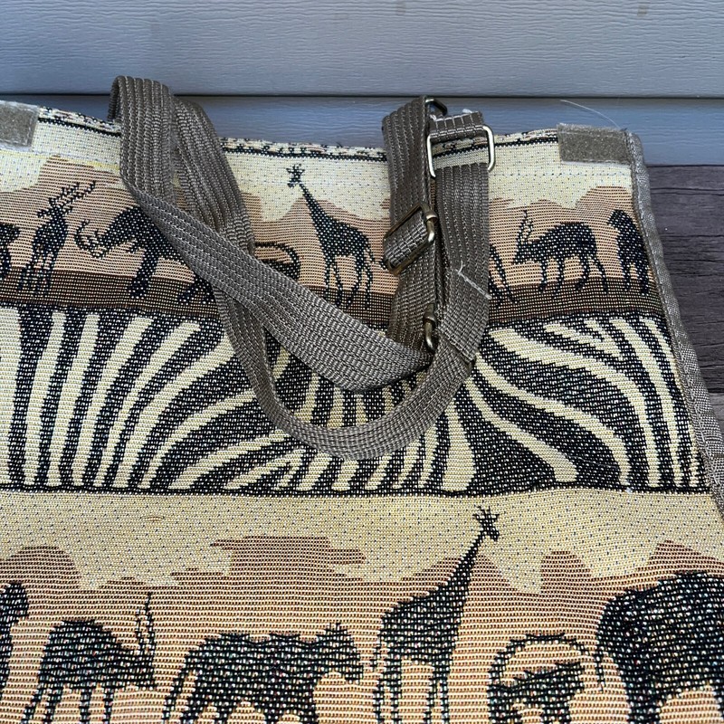 Unbranded Cloth Rolling Bag W Handles, Safari Animal Print, Tall Grocery Bag gallery