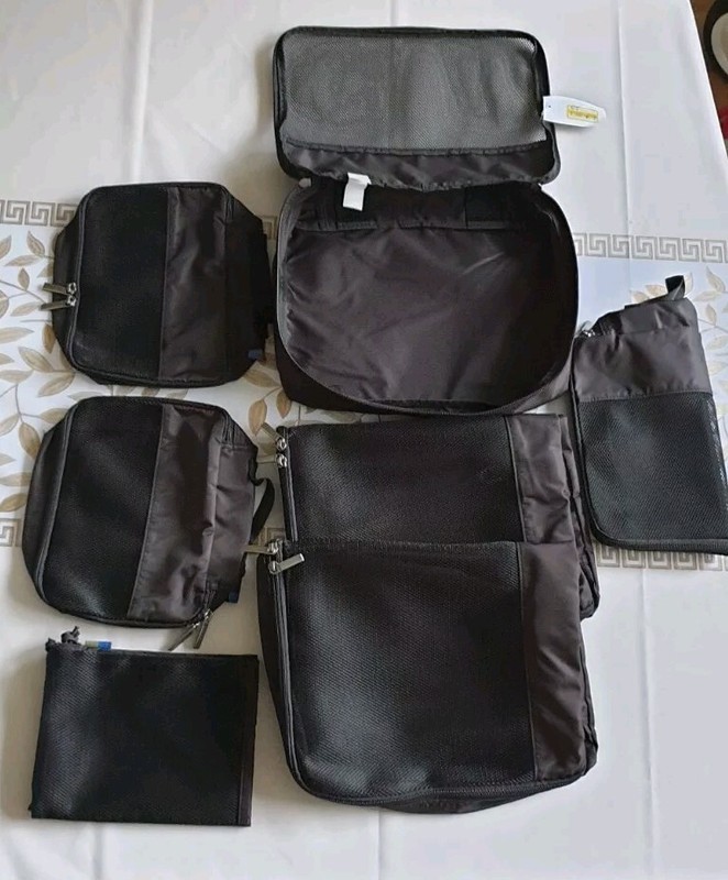 Open Story 7-Piece Packing Cube Set 100% Recycled Polyester w/Mesh Top - Black gallery
