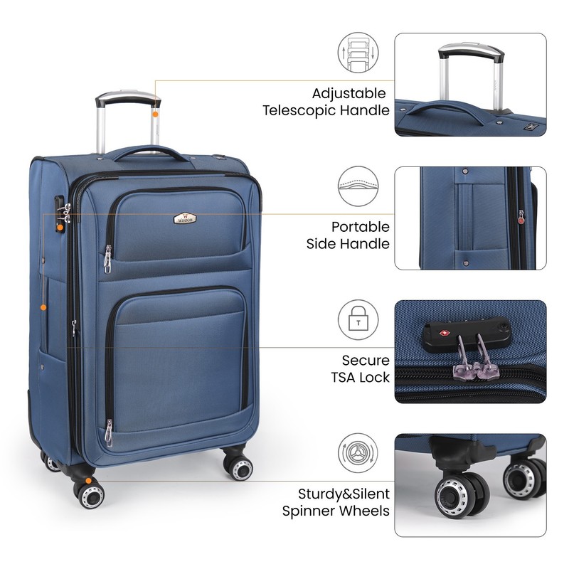 Lightweight Soft Shell Expandable Suitcase with Spinner Wheels & TSA Lock gallery
