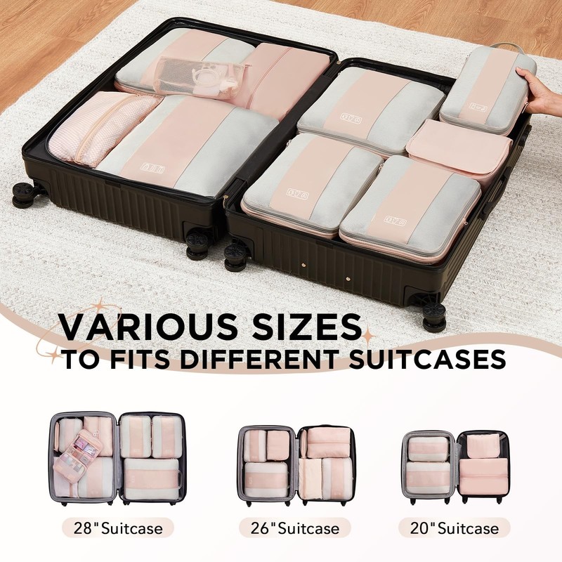 10 Set Compression Packing Cubes for Travel Gifts Women Mom,OlarHike Luggage ... gallery