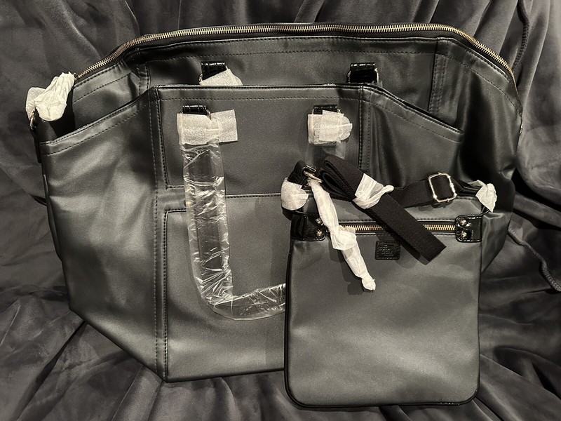 3 piece Victorias Secret Black luggage Set New Satin Black HTF