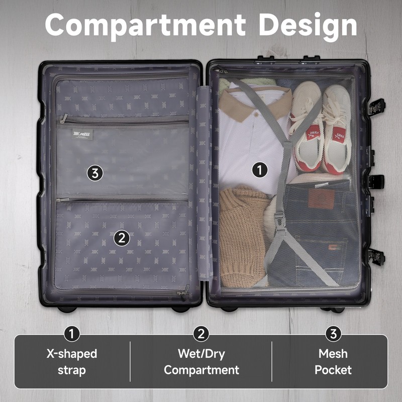 Luggage Aluminum Frame Hard Shell Suitcase Zipperless TSA Lock 20in/28in Luggage gallery