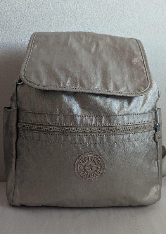Kipling Backpack Travel Carry On Metallic Taupe Unisex Women’s Men Medium