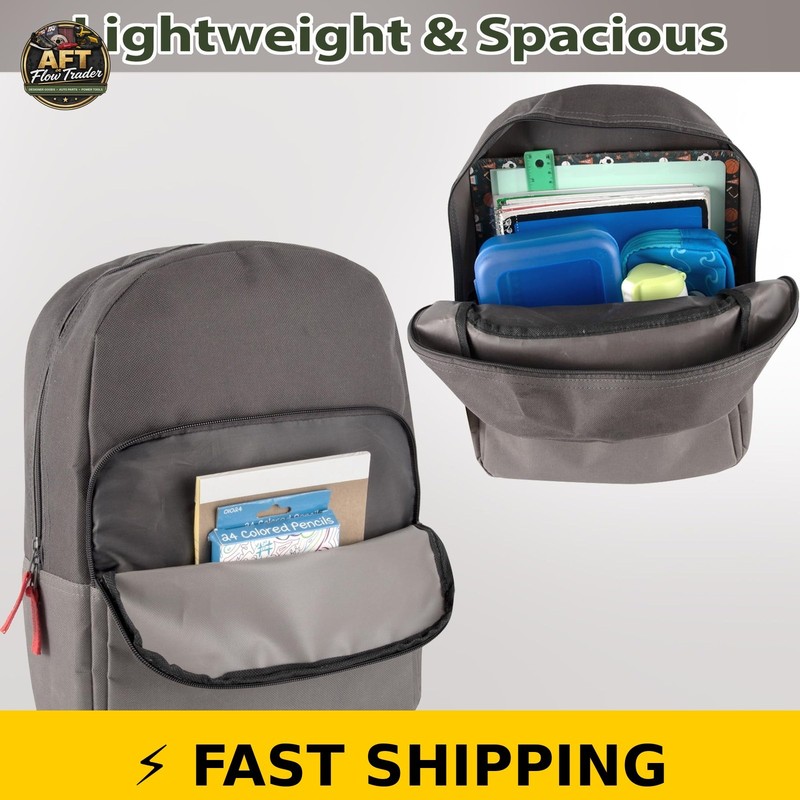 Trailmaker 15-Inch Classic Solid Color Backpack - Gray & Charcoal gallery