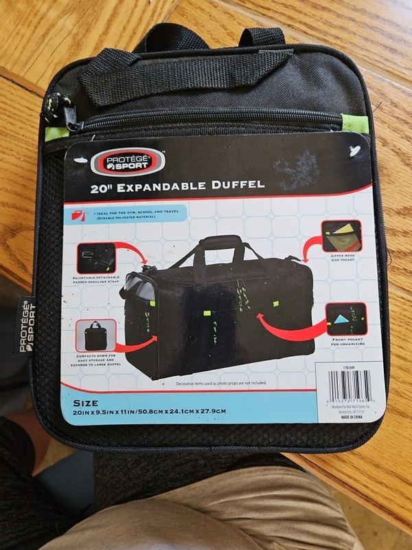 Protege 20″ Collapsible Polyester Travel Duffel Bag, Black