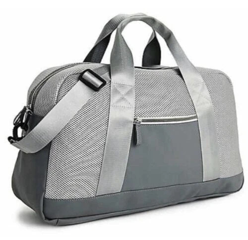 DSW Silver Gray Duffle Weekender Tote Bag Adjustable Shoulder Straps – NWOT