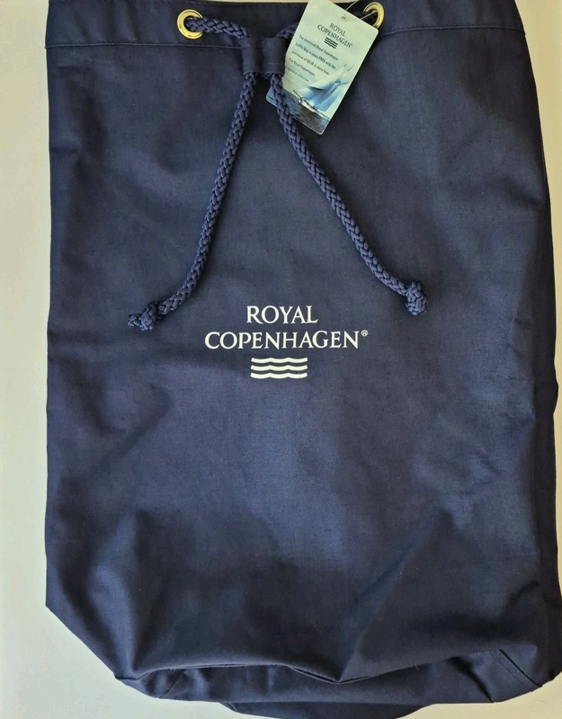 Royal Copenhagen Blue Oversized Rope Drawstring Travel Duffle Bag 26 x 18 IN