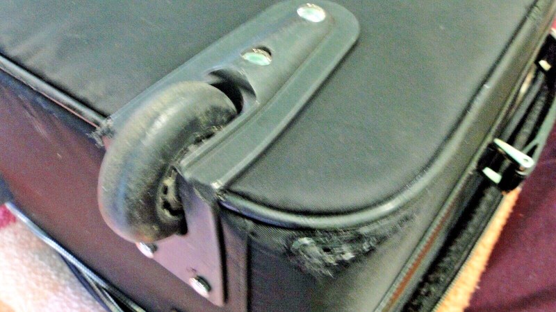 Authentic PRADA: Black, Saffiano Leather/Nylon Travel Bag/rolling Luggage gallery