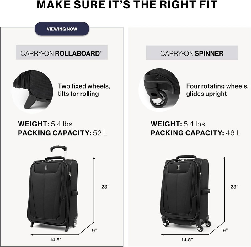 Travelpro Maxlite 5 Softside Expandable Upright 2 Wheel Carry on Luggage 22in gallery