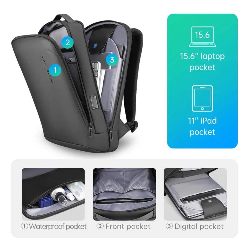 Streamlined Black Minimalist Hard Shell Laptop Backpack gallery