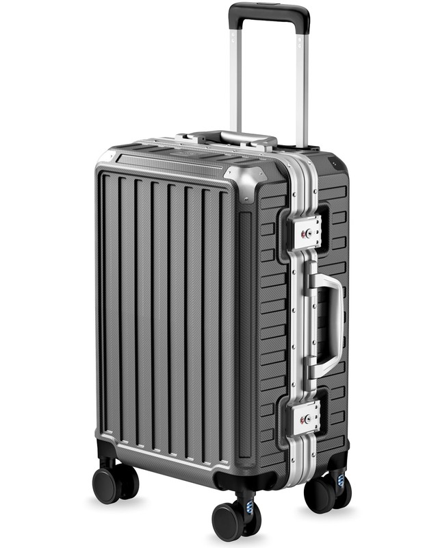 Carry On Luggage with Spinner Wheels 8010S Aluminum Frame Zipperless