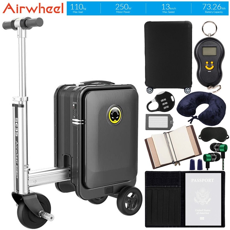 Airwheel SE3S Smart Rideable Suitcase Electric Scooter + Deco Accessory Kit