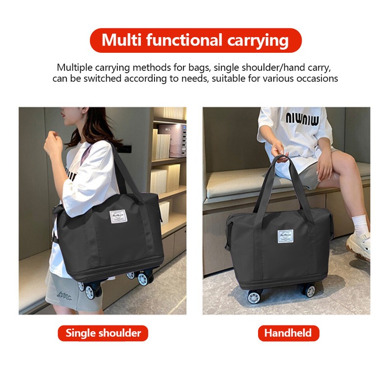 28-58L Large Expandable Rolling Duffle Bag w/ Detachable Wheels Carry On Luggage gallery