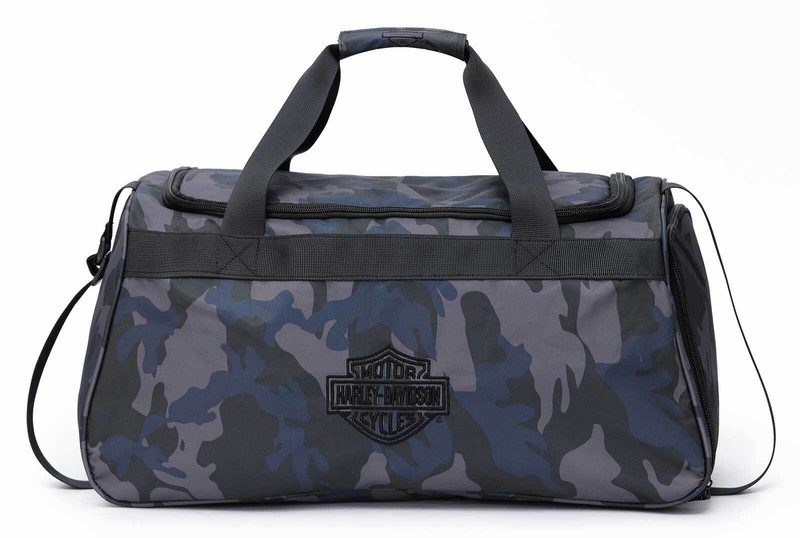Harley-Davidson Crinkle Bar & Shield Nylon Duffel Bag w/Side Shoe Pocket – Camo