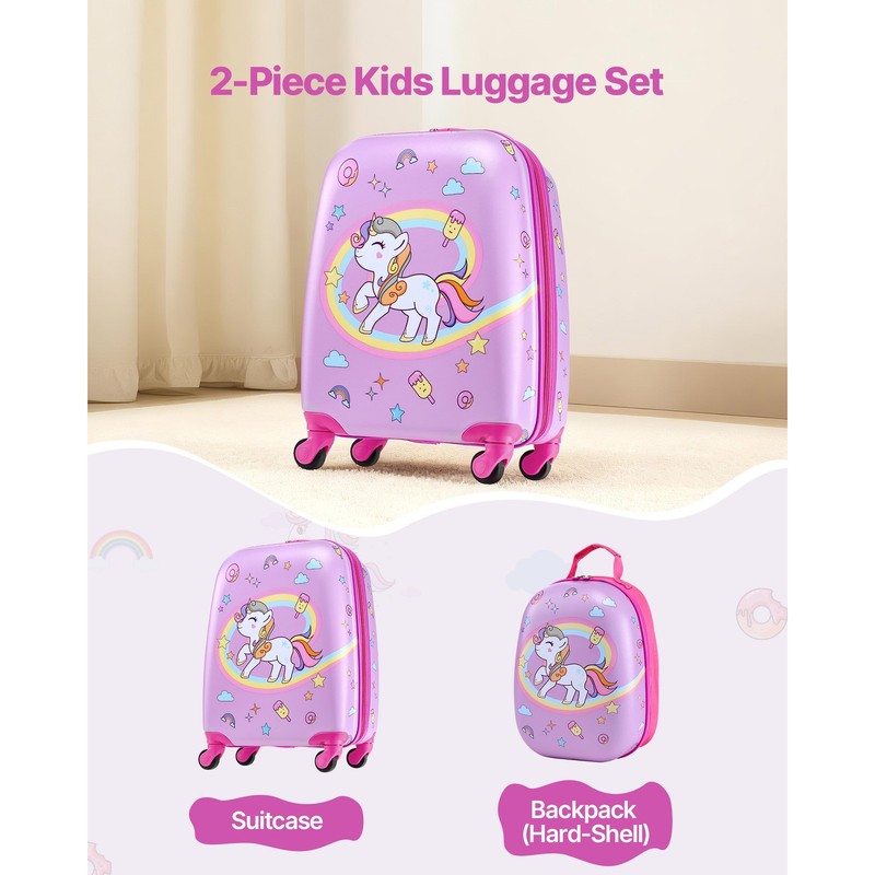Uimoso 2/5 Piece Children's Luggage Set 18-Inch Unicorn/Dinosaur Travel Suitcase gallery