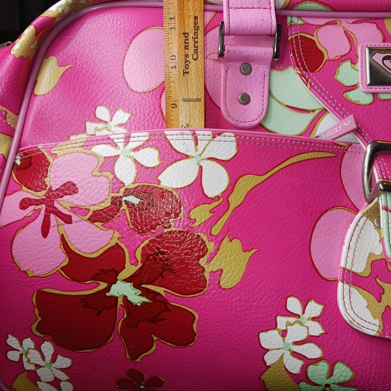 Vintage Roxy Quicksilver Rolling Duffle Bag Travel Luggage Pink Floral Y2K 90s gallery