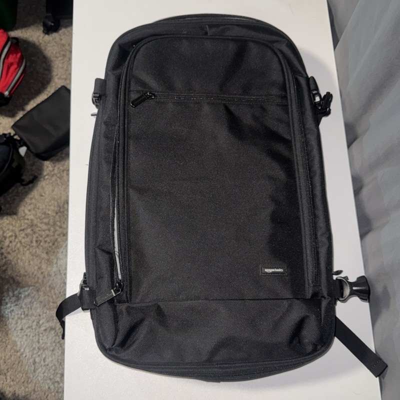 New Amazon Basics Carry-On Black Travel Backpack – Great Condition