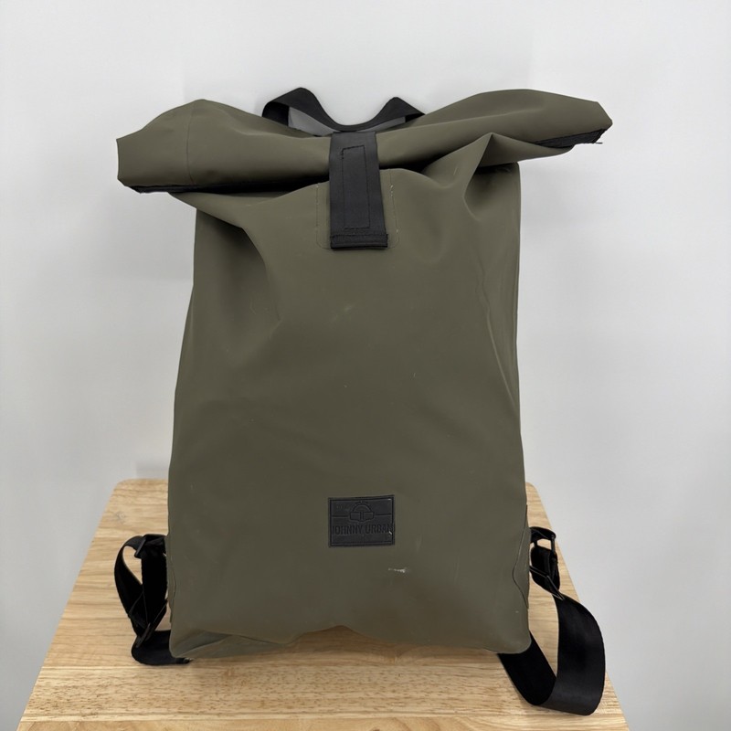 Johnny Urban Rolltop Backpack Large 25"× 15" X 5" Olive Green Waterproof GUC