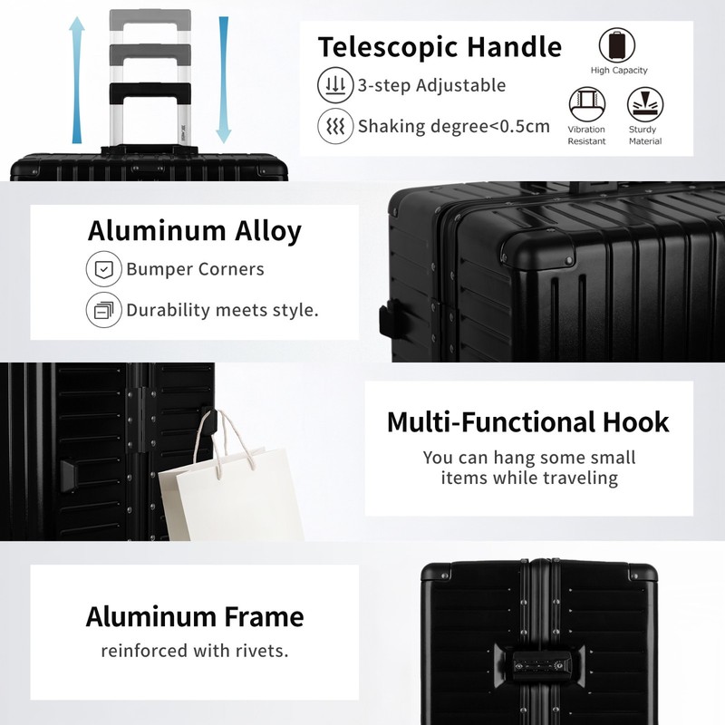 Luggage Aluminum Frame Hard Shell Suitcase Zipperless TSA Lock 20in/28in Luggage gallery