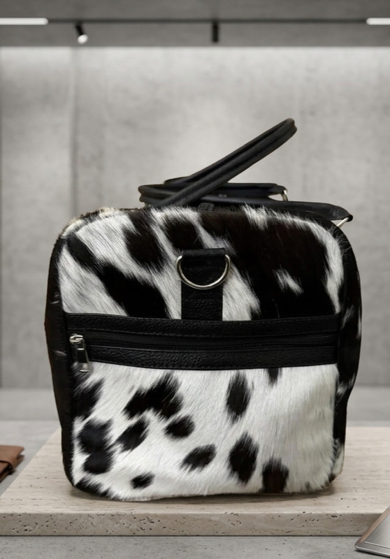 Handmade Multicolor Cowhide Leather Duffle Bag Hair On Hide Travel Bag gallery