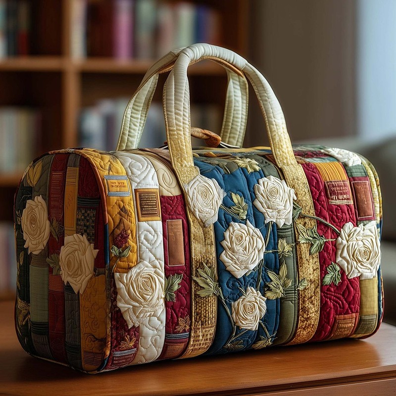 Quilted Embroidery Travel Duffel Bag Handbag Multi-use Sport Gym Luggage Bag 172