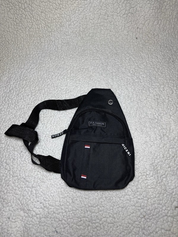 Small Black 2 Pocket Sling Backpack for Men Women