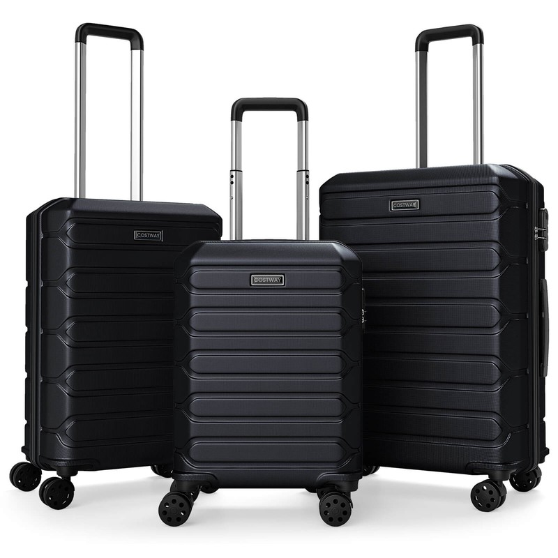 3-Piece Hardside Luggage Set (20/24/28 Inch) w/8-Spinner Wheels, 3-Digital Lock