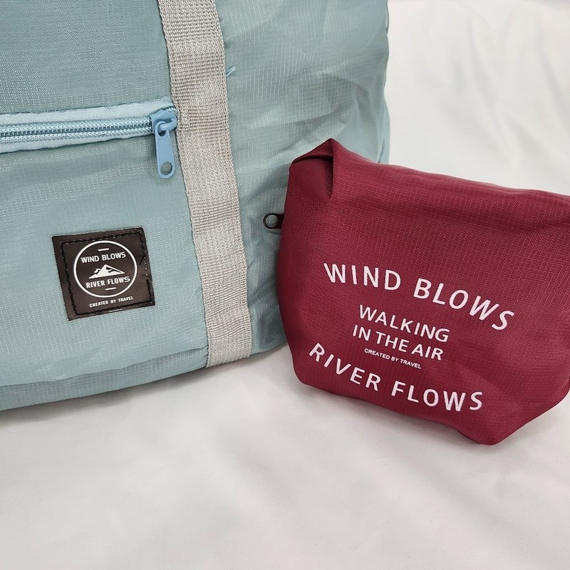 Packable Ripstop Duffle Bags Bundle Lot of 2 Light Blue Maroon Travel 18 X 12 gallery
