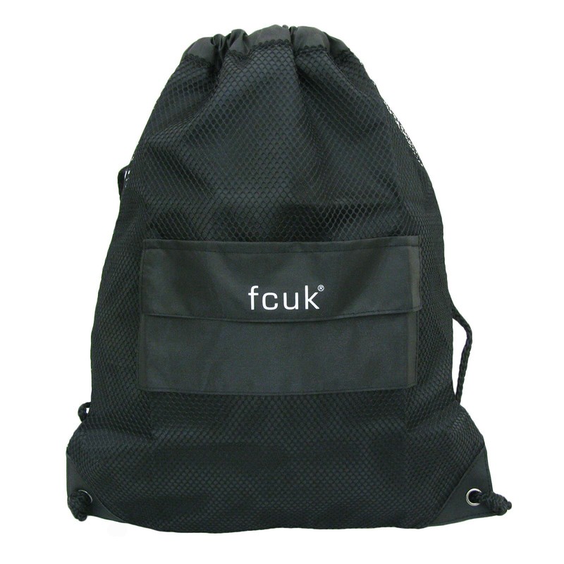Bag Backpack French Connection Rucksack School Travel Drawstring FCUK Black