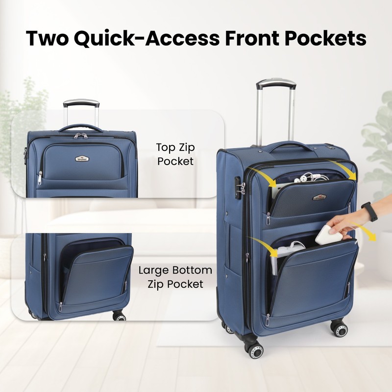 Lightweight Soft Shell Expandable Suitcase with Spinner Wheels & TSA Lock gallery