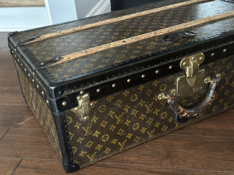 Louis Vuitton Rare Model Suitcase Trunk With Wood Slats Antique Luggage gallery