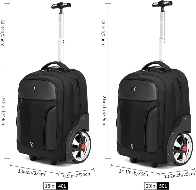Rolling Backpack,Waterproof Backpack with Wheels for Business and Travel Comm... gallery