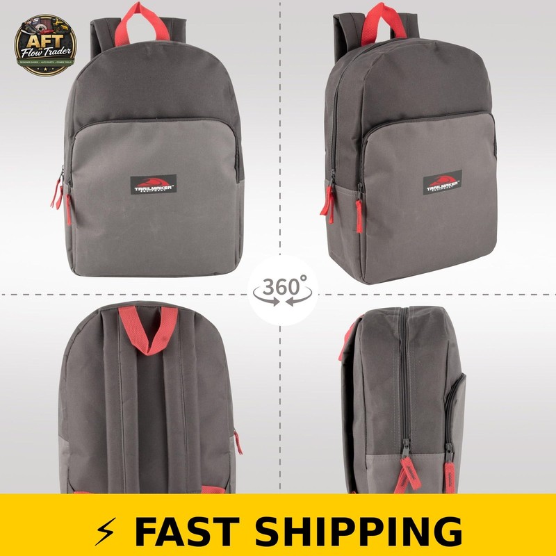Trailmaker 15-Inch Classic Solid Color Backpack - Gray & Charcoal gallery