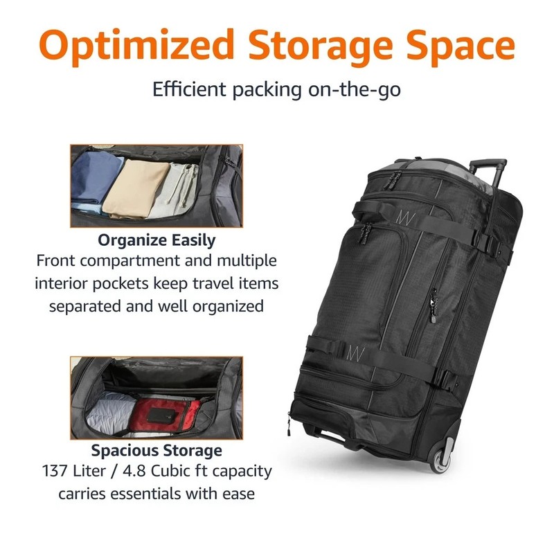 35-inch Large Durable Ripstop Rolling Duffle Bag Wheeled Suitcase gallery