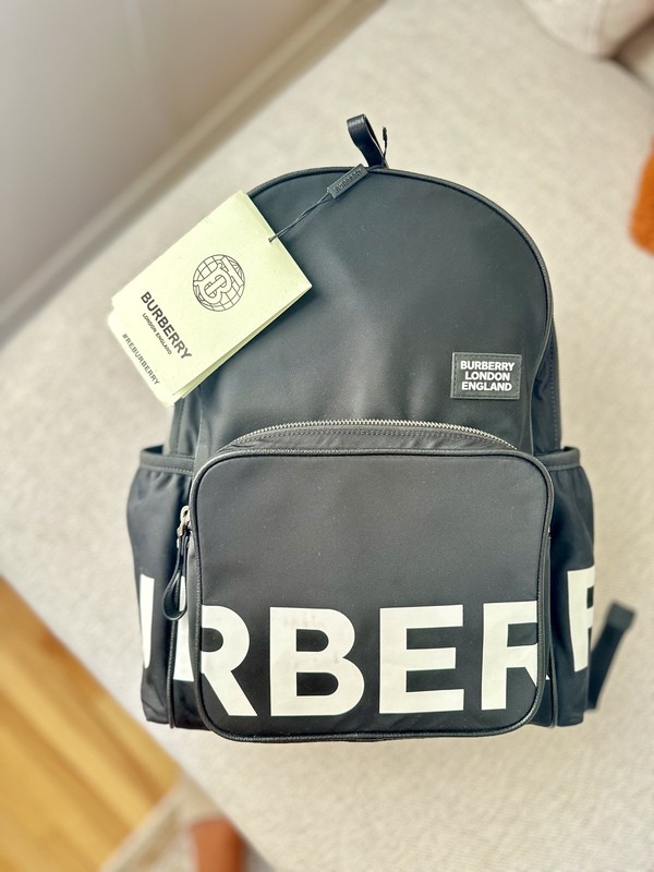 BURBERRY Marco Logo Backpack Printed Logo Backpack Black Nylon gallery